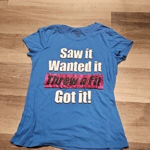 Blue Graphic T-Shirt with Bold Text